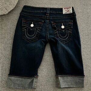 TRUE RELIGION Sophie Cuffed Jean Bermuda Shorts 27